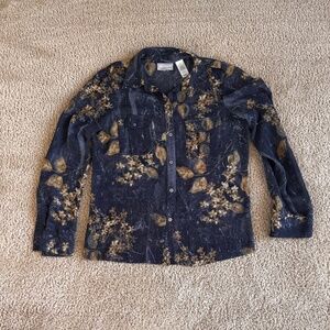Liz Claiborne long sleeve button down semi sheer blouse, size 8